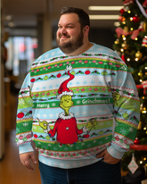 Men's  Mr Grinch Stole Christmas Panel Plus Size Sweatshirts&pants